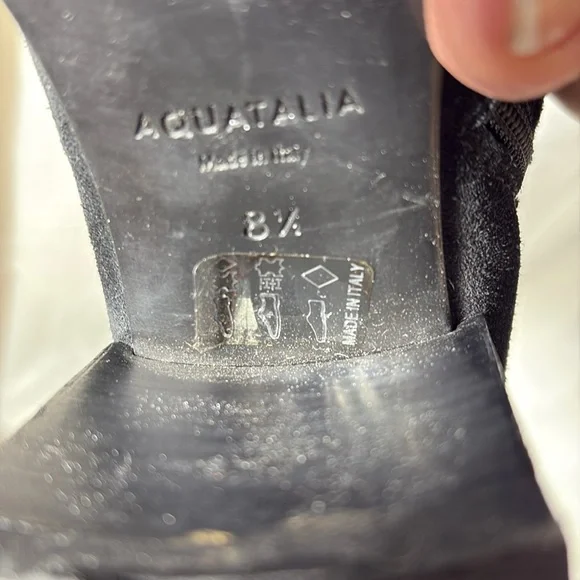 AQUATALIA Women's Indira Round Toe Buckled Booties IN Black Suede